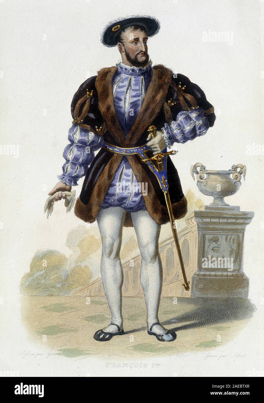 Portrait de Francois 1er (1494-1547) - in "Le Plutarque Francais", Ed. Mennechet, 1844-1847 Stockfoto