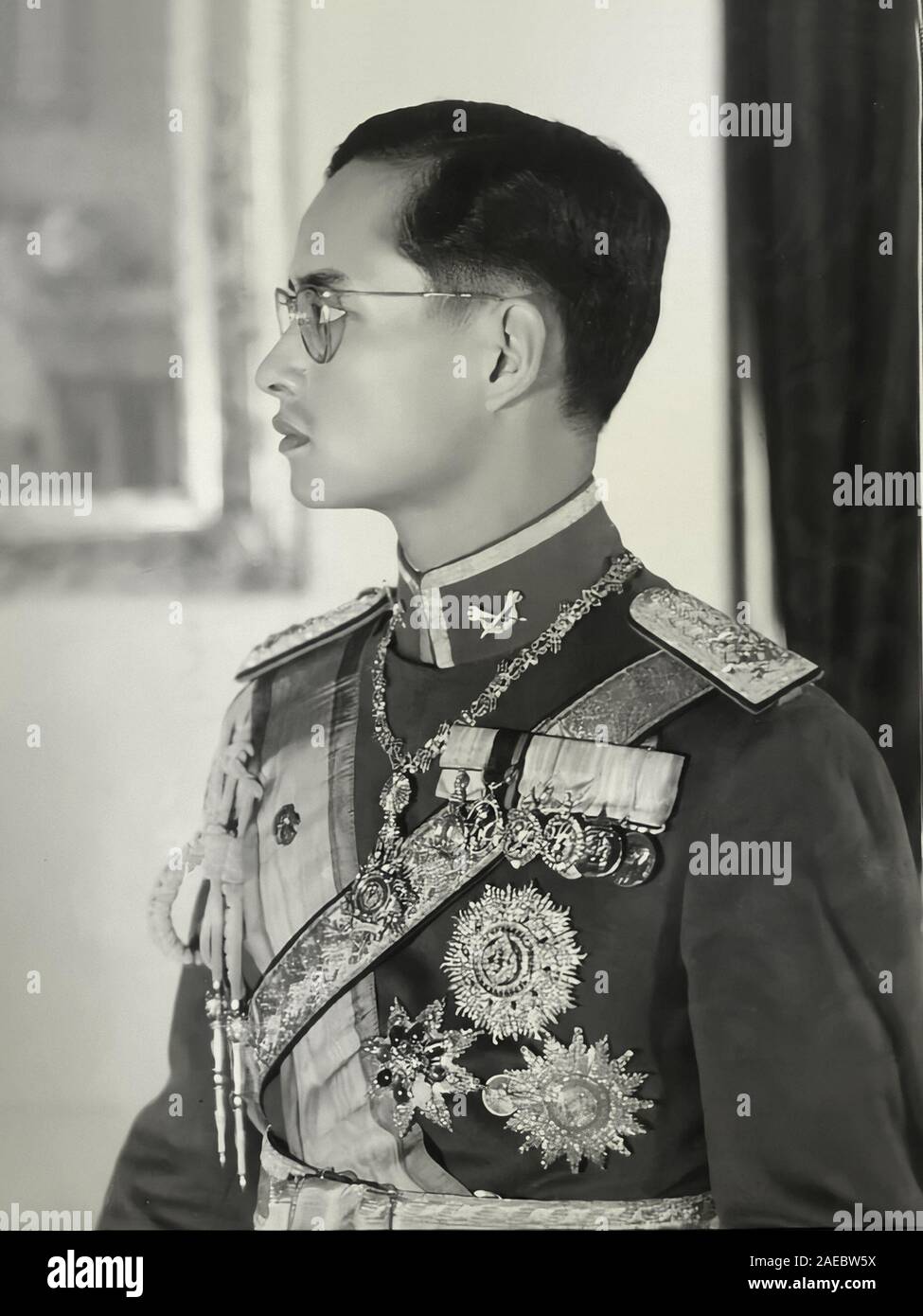 König Bhumibol Adulyadej und Königin Sirikit von Thailand Stockfoto
