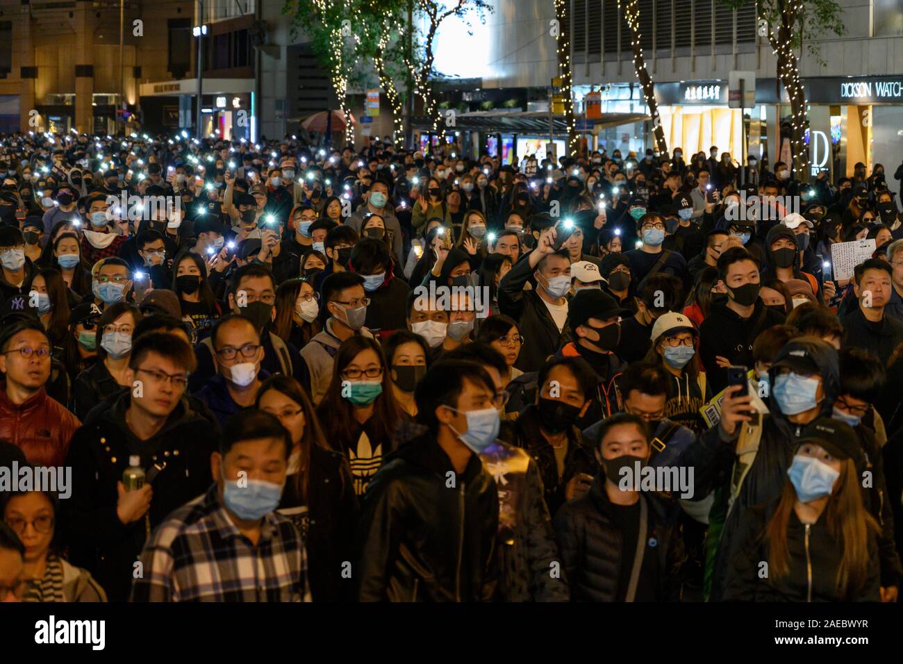 "Dezember 8 2019 Hongkong - Insel. Schätzungsweise 800.000 Bürger von Hongkong nahmen an einem meist friedlichen März als Teil der International-Human - Rights-Day-Rallye organisiert von der Civil-Human - Rights-Front." Stockfoto