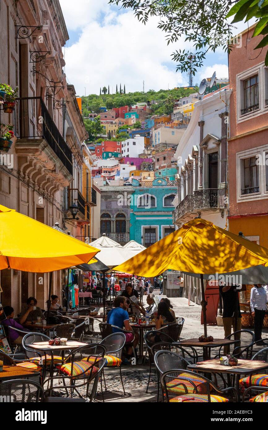 Guanajuato ist eine Stadt und Gemeinde im Zentrum von Mexiko und die Hauptstadt des Staates mit dem gleichen Namen. Es ist Teil der Makroregion der Bajío Stockfoto