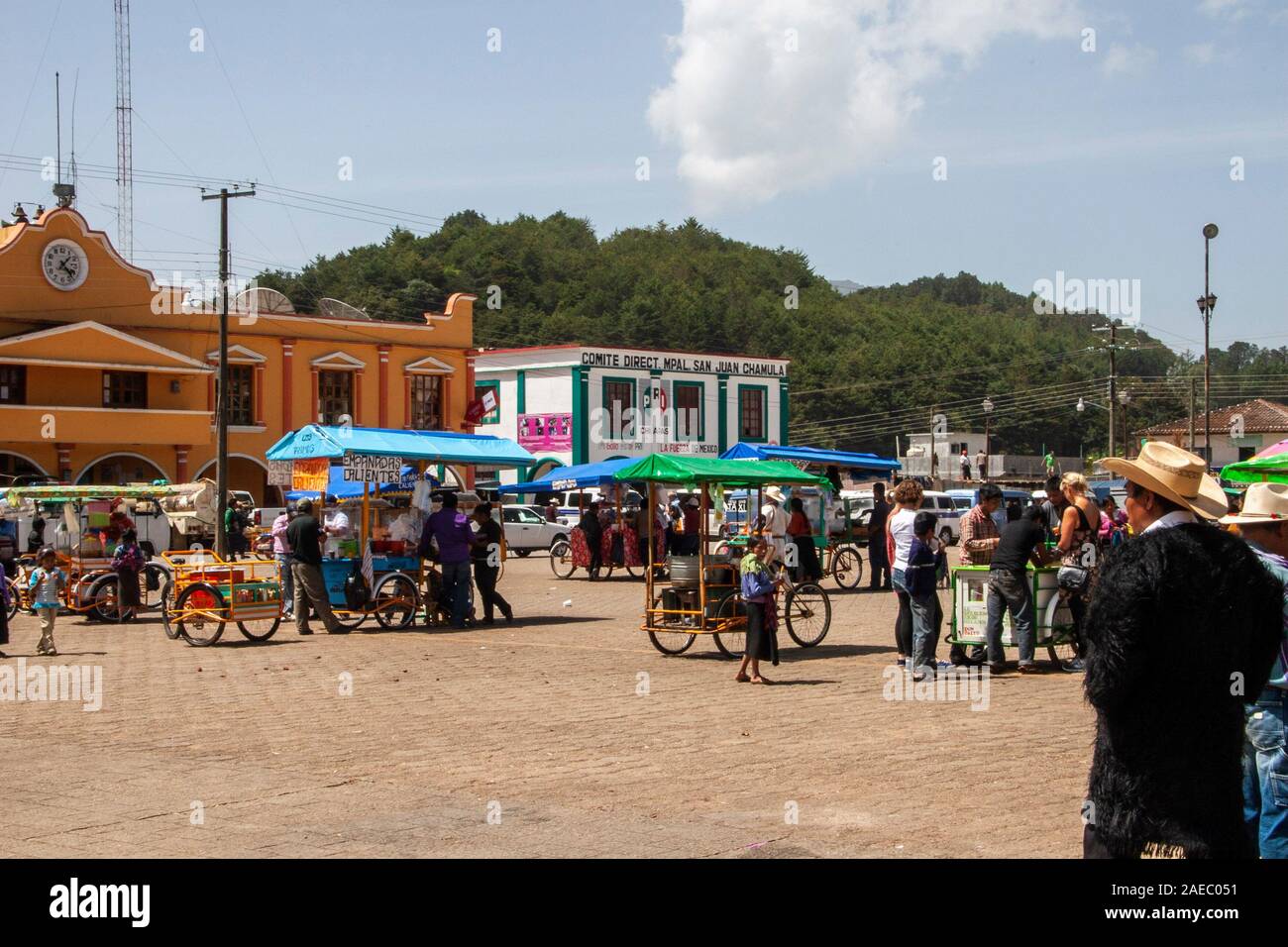 Der tägliche Markt in San Juan Chamula in der Nähe von San Cristobal de Las Casas in Chiapas in Mexiko Stockfoto