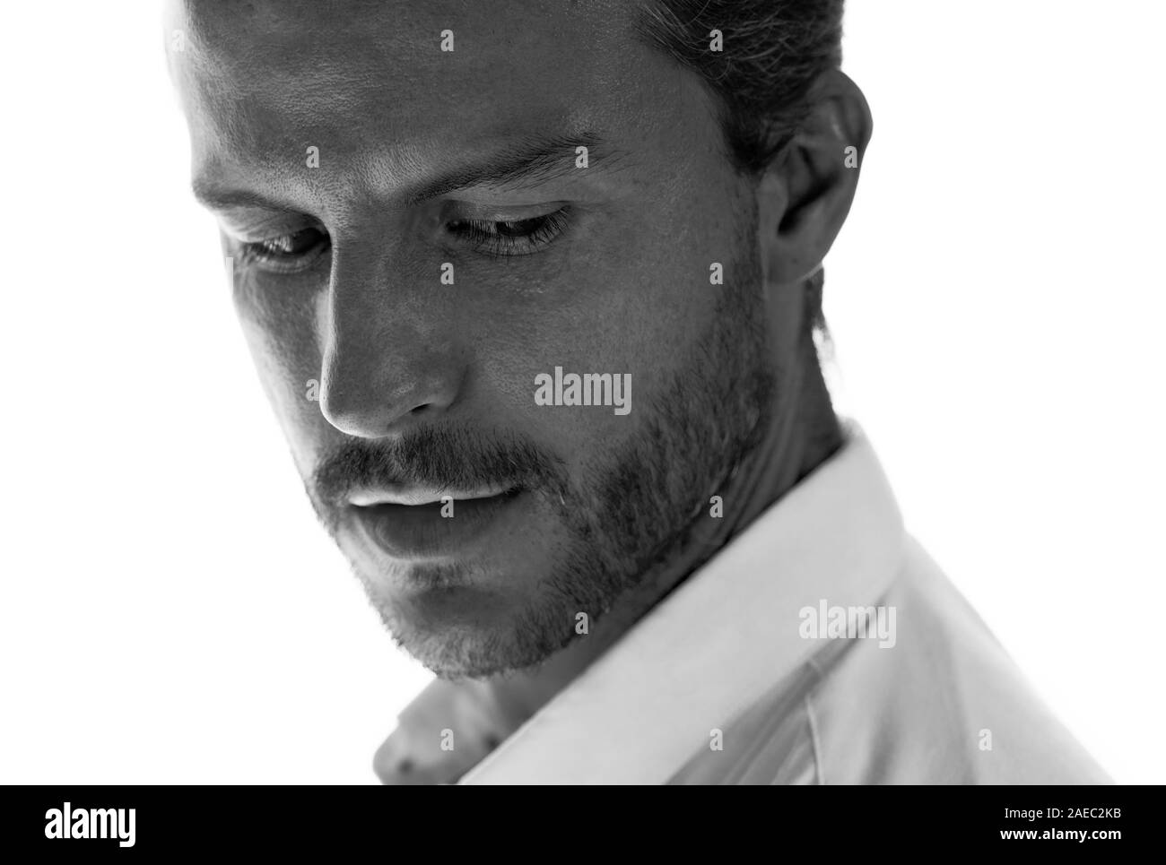 Detailansicht business Portrait auf weißem Hintergrund Stockfoto