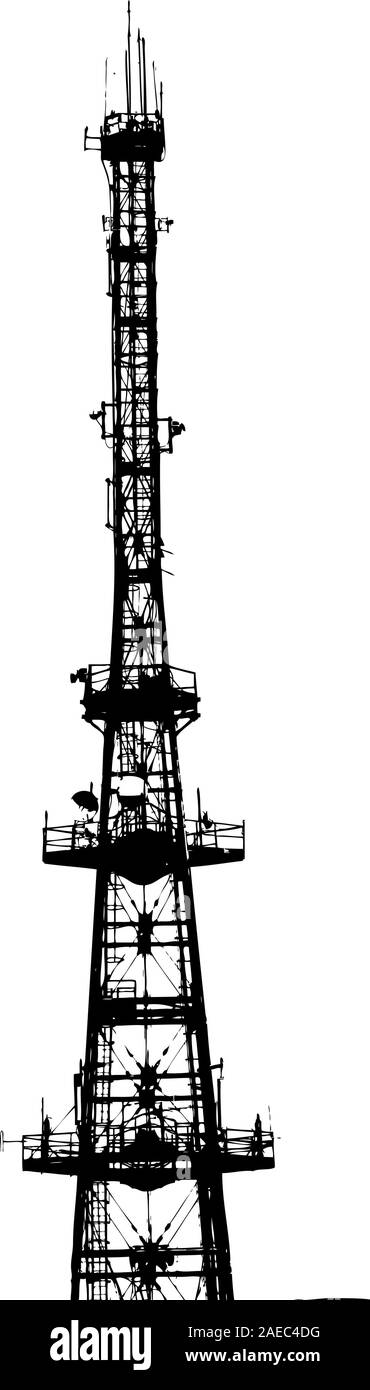 Communications Tower für tv und Mobiltelefon Signale. Vector Illustration. Stock Vektor