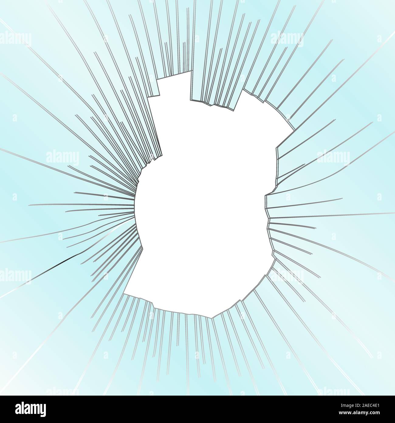 Radiale Risse auf Broken Panzerglas. Vector Illustration. Stock Vektor