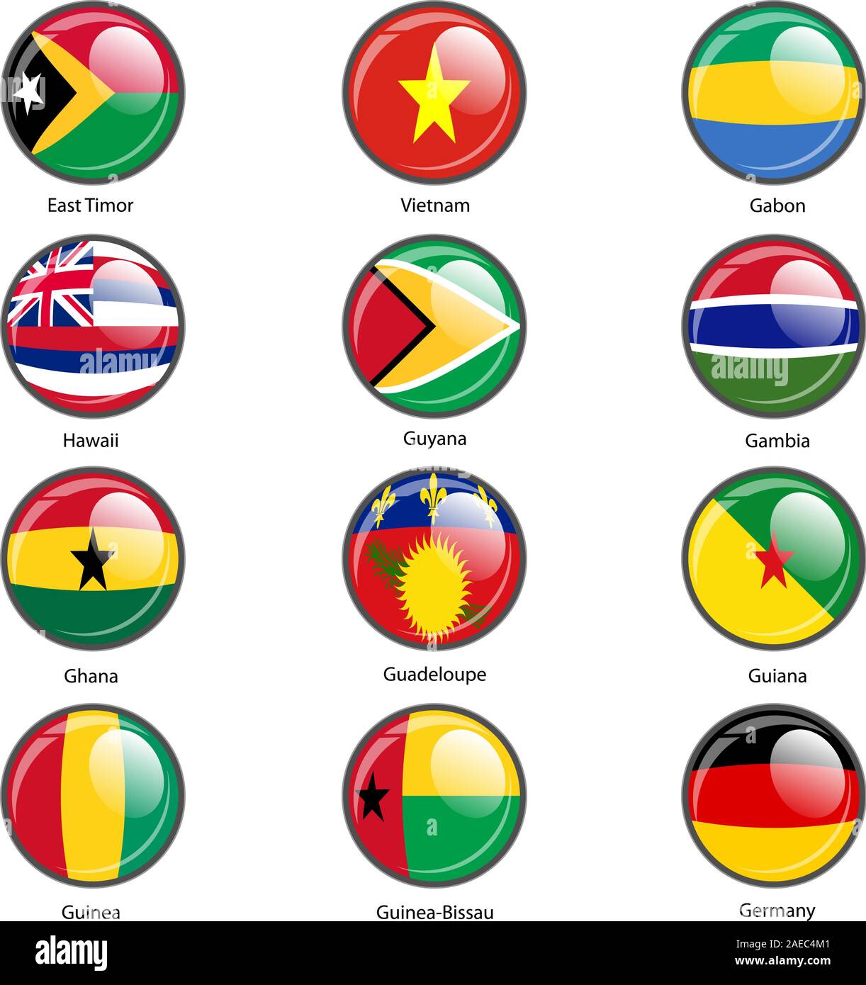 Das Symbol Kreis Flaggen der Welt souveräner Staaten. Vector