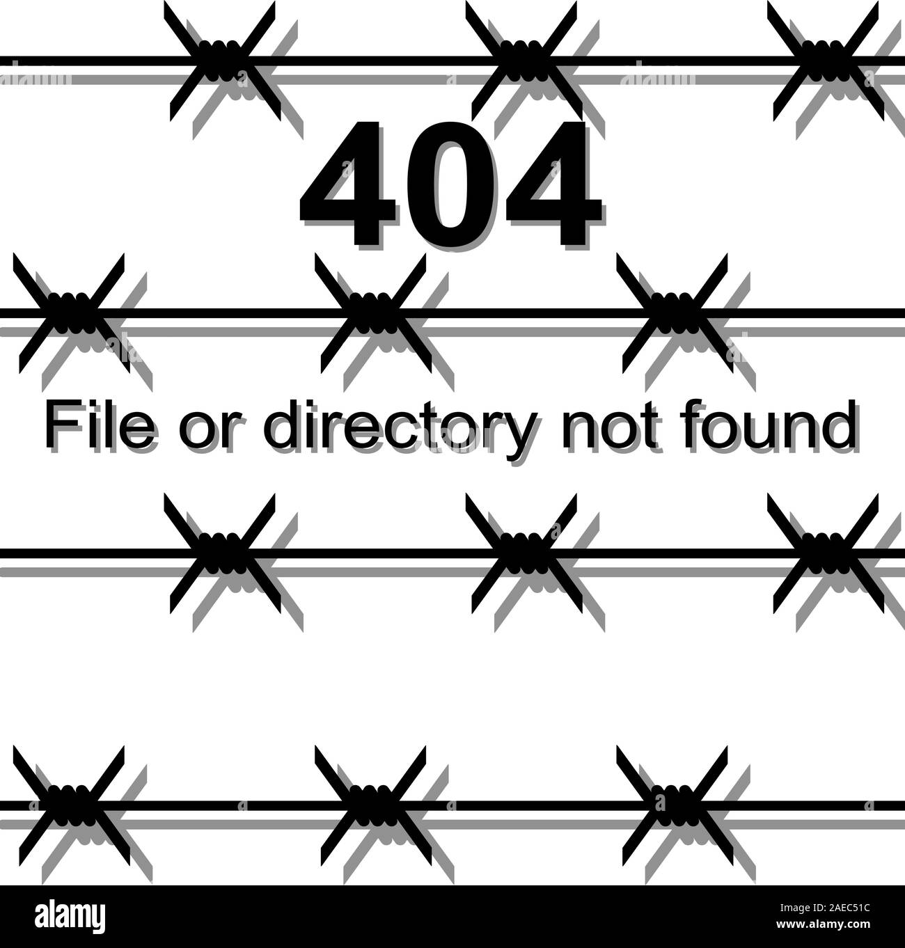 Stacheldraht, die sperrzone einer Meldung über den Fehler 404 Seite nicht gefunden Stock Vektor