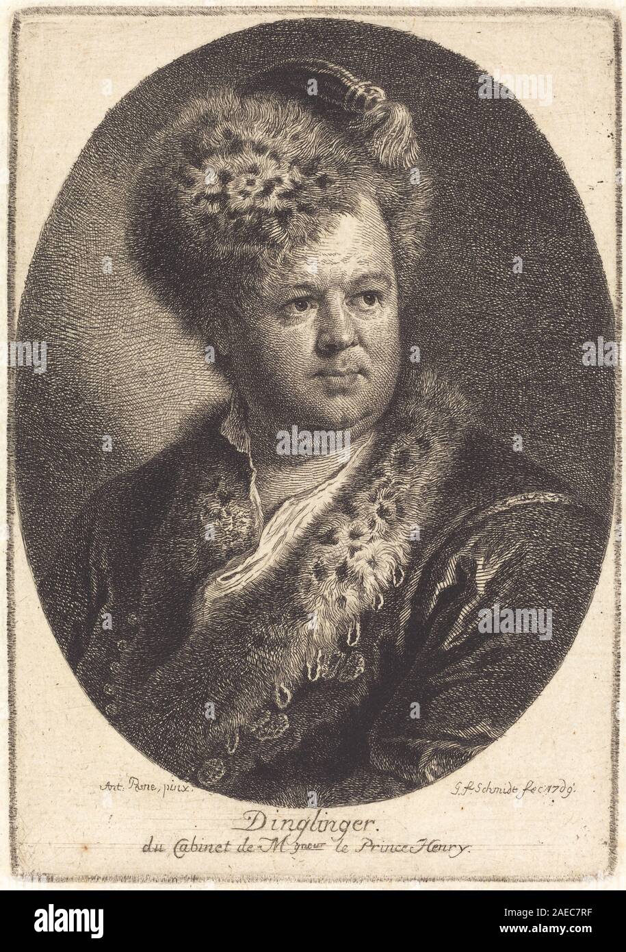 Johann Melchior Dinglinger; 1769 Datum Georg Friedrich Schmidt nach Antoine Pesne, Johann Melchior Dinglinger, 1769 Stockfoto