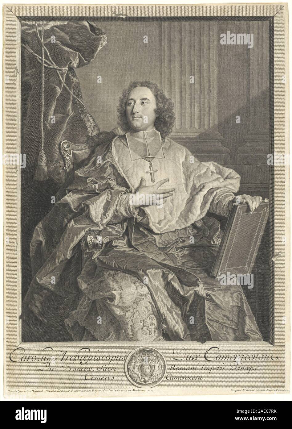 Monseigneur Louis-Charles d'Orléans de Saint-Albin, Erzbischof von Cambrai; 1741 Datum Georg Friedrich Schmidt nach Hyacinthe Rigaud, Monseigneur Louis-Charles d'Orléans de Saint-Albin, Erzbischof von Cambrai, 1741 Stockfoto