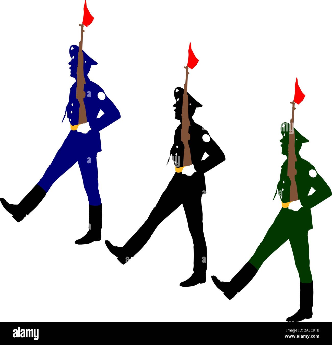 Silhouette Soldaten während einer Militärparade. Vector Illustration Stock Vektor
