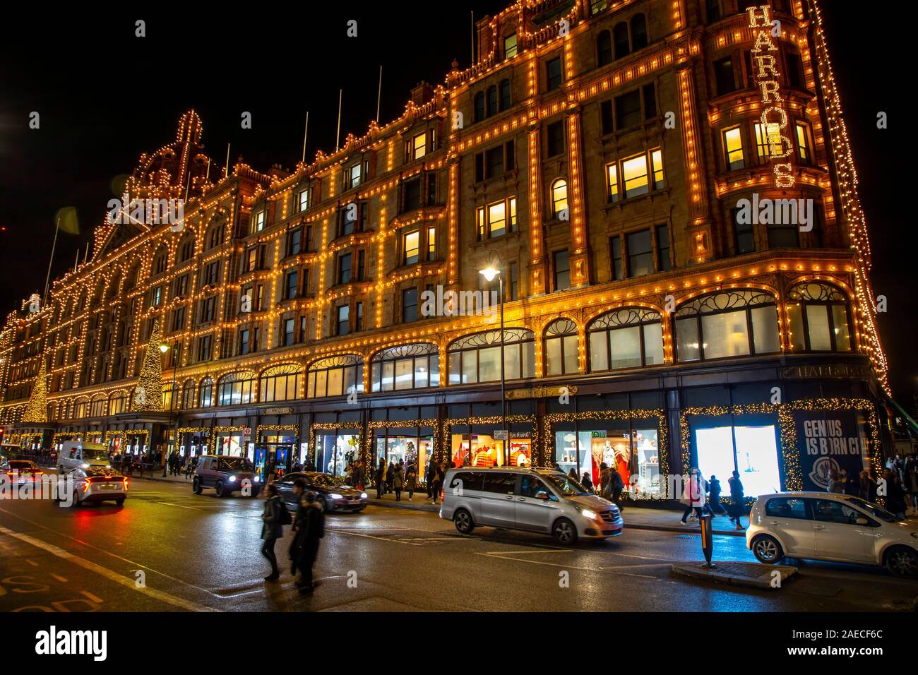 London, Luxus Kaufhaus Harrods, Weihnachten, Dekoration, Brompton Road, Knightsbridge, Vereinigtes Königreich Stockfoto