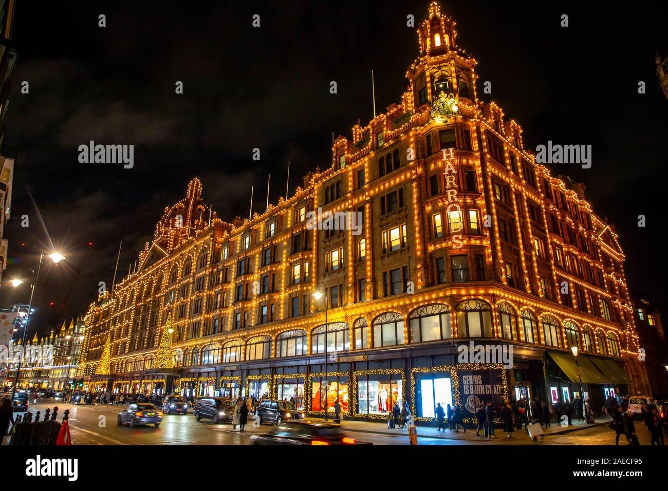 London, Luxus Kaufhaus Harrods, Weihnachten, Dekoration, Brompton Road, Knightsbridge, Vereinigtes Königreich Stockfoto