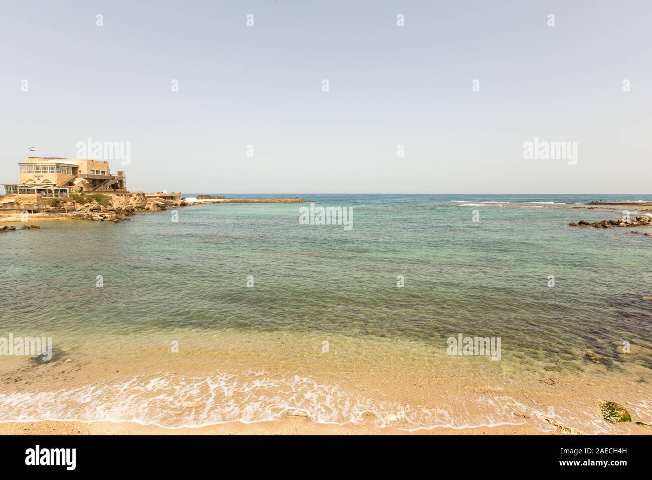Caesarea Maritima, Western Israel auf der Mittelmeer Küste. Von Herodes dem Großen im 22 v. Chr. gegründet wurde. Dies ist eine klassische historische Stätte. Stockfoto
