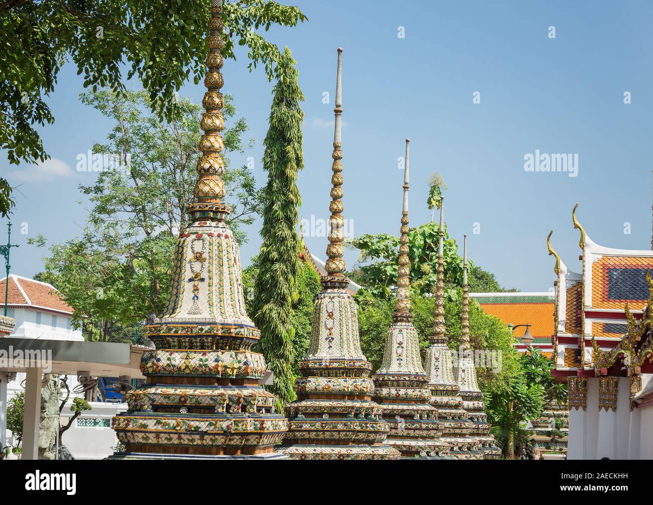 Tempel des Liegenden Buddha Wat Pho auf der Rattanakosin Insel neben dem Grand Palace. Bangkok, Thailand. Stockfoto