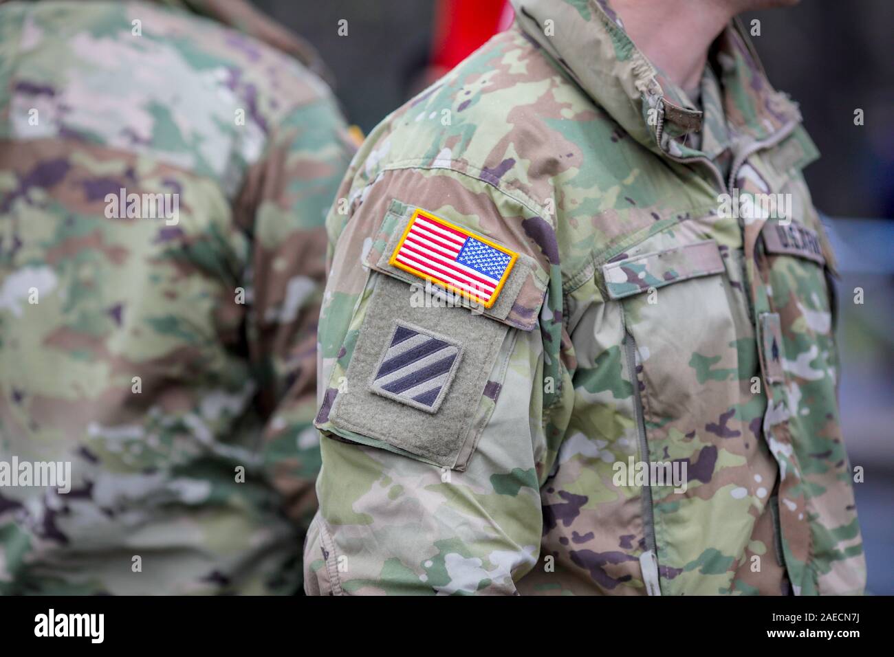 US-Armee Soldaten nehmen Sie teil an der rumänischen nationalen Tag militärische Parade. Stockfoto