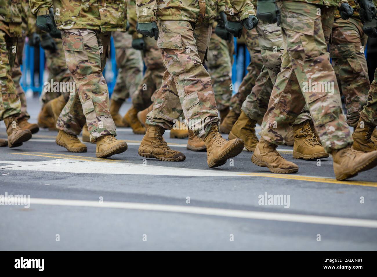 US-Armee Soldaten nehmen Sie teil an der rumänischen nationalen Tag militärische Parade. Stockfoto