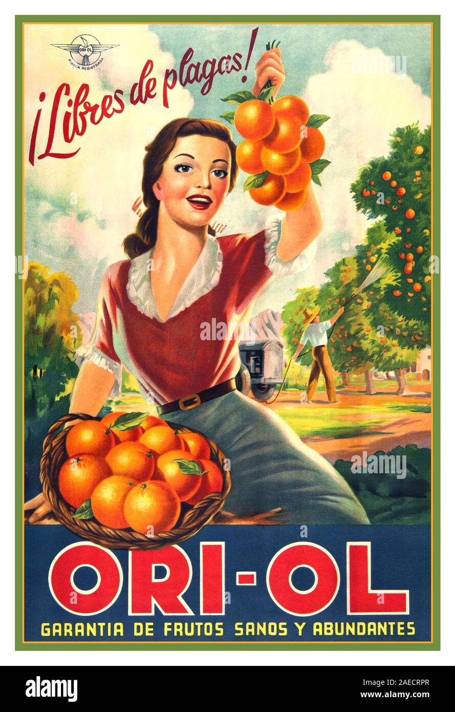 Ori-ol: Garantia de Frutos sanos y abundantes: ¡ Libre de plagas!. - 1 ª Mitad del Siglo XX Stockfoto