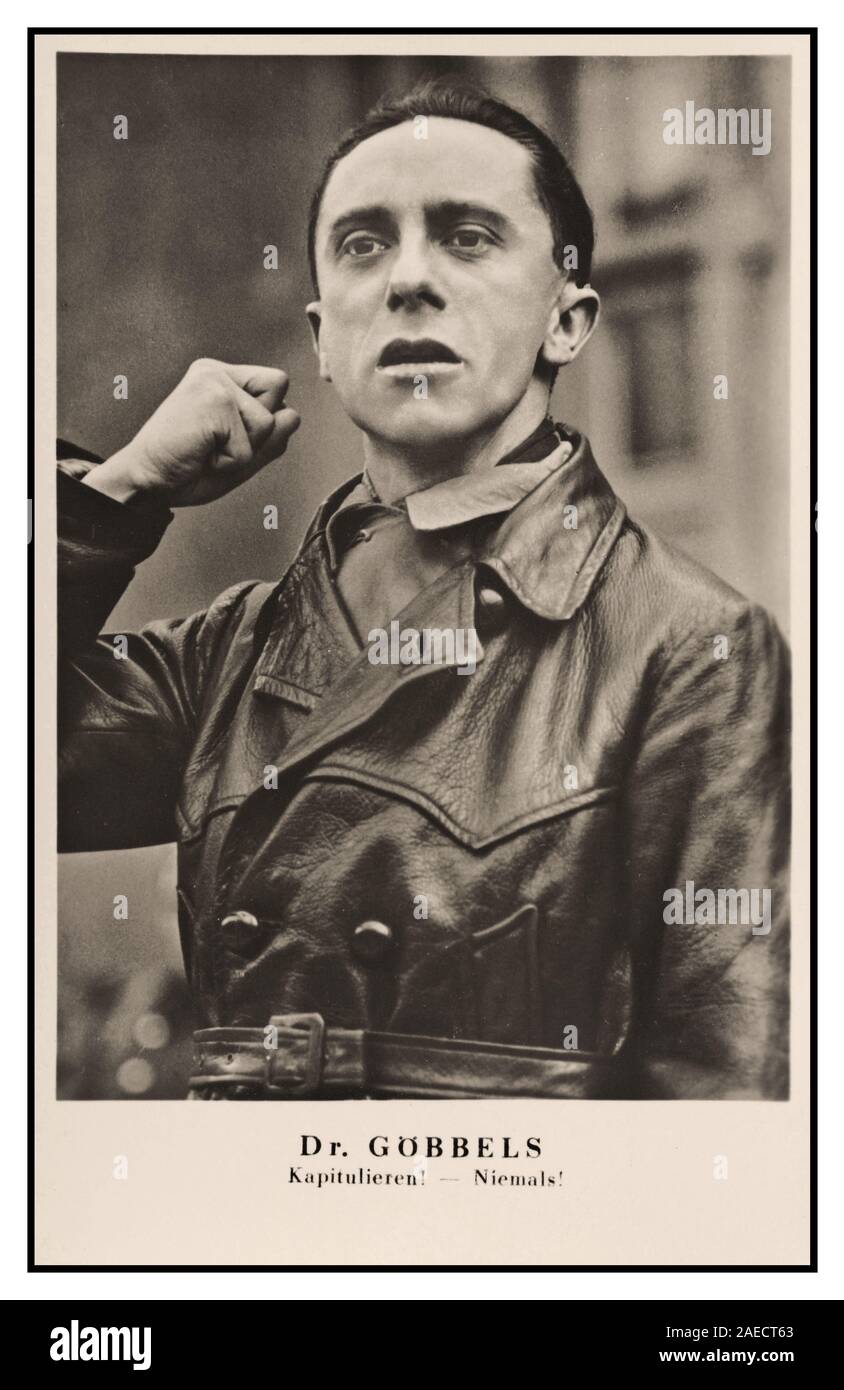 Alte Ansichtskarte 1926 junge Dr. Joseph Goebbels während einer Rede, ernannten Gauleiter (Chef) Berlin der NSDAP im Jahre 1926, eine Position, die von erheblichem Einfluss sind. Dort war er aktiv in der Organisation und provoziert Gewalt auf der Straße gegen Juden und politischen Gegnern. Bild von Heinrich Hoffmann (1885-1957), NS-Deutschland Stockfoto