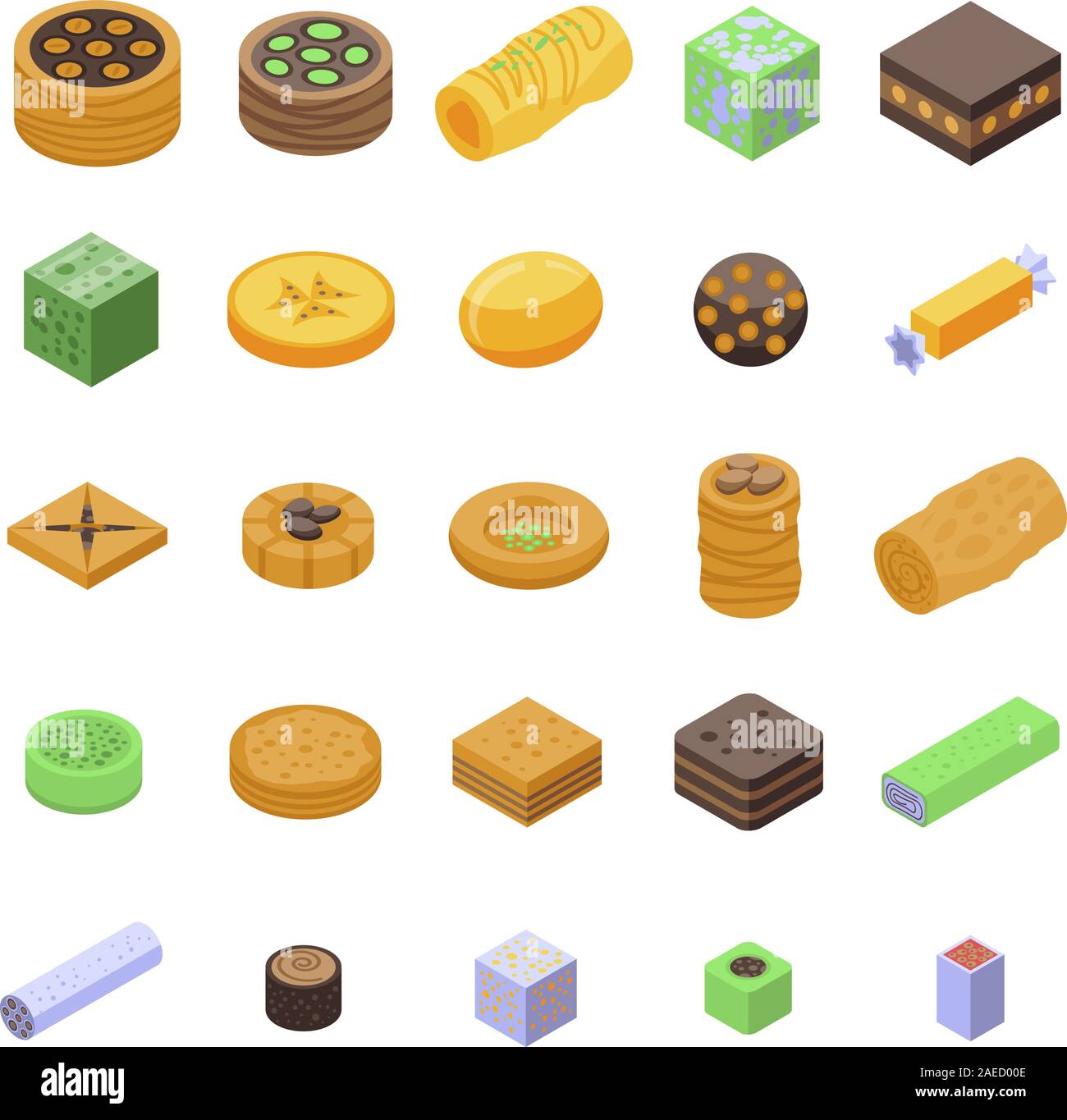Türkische Spezialitäten Symbole gesetzt, isometrische Stil Stock Vektor