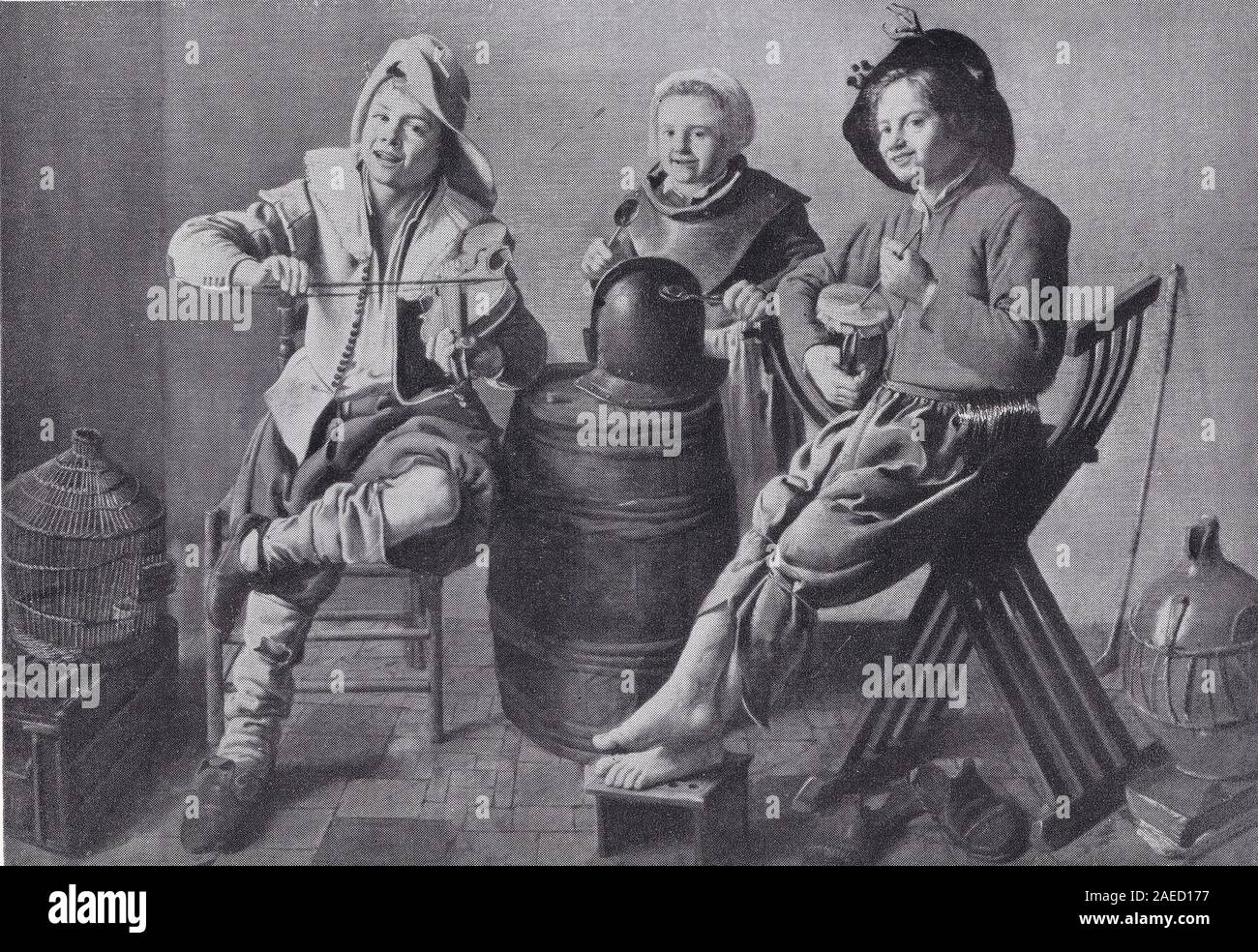 "Hobbymusiker" aus dem 17. Jahrhundert Gemälde von unbekannten Künstlers. Stockfoto