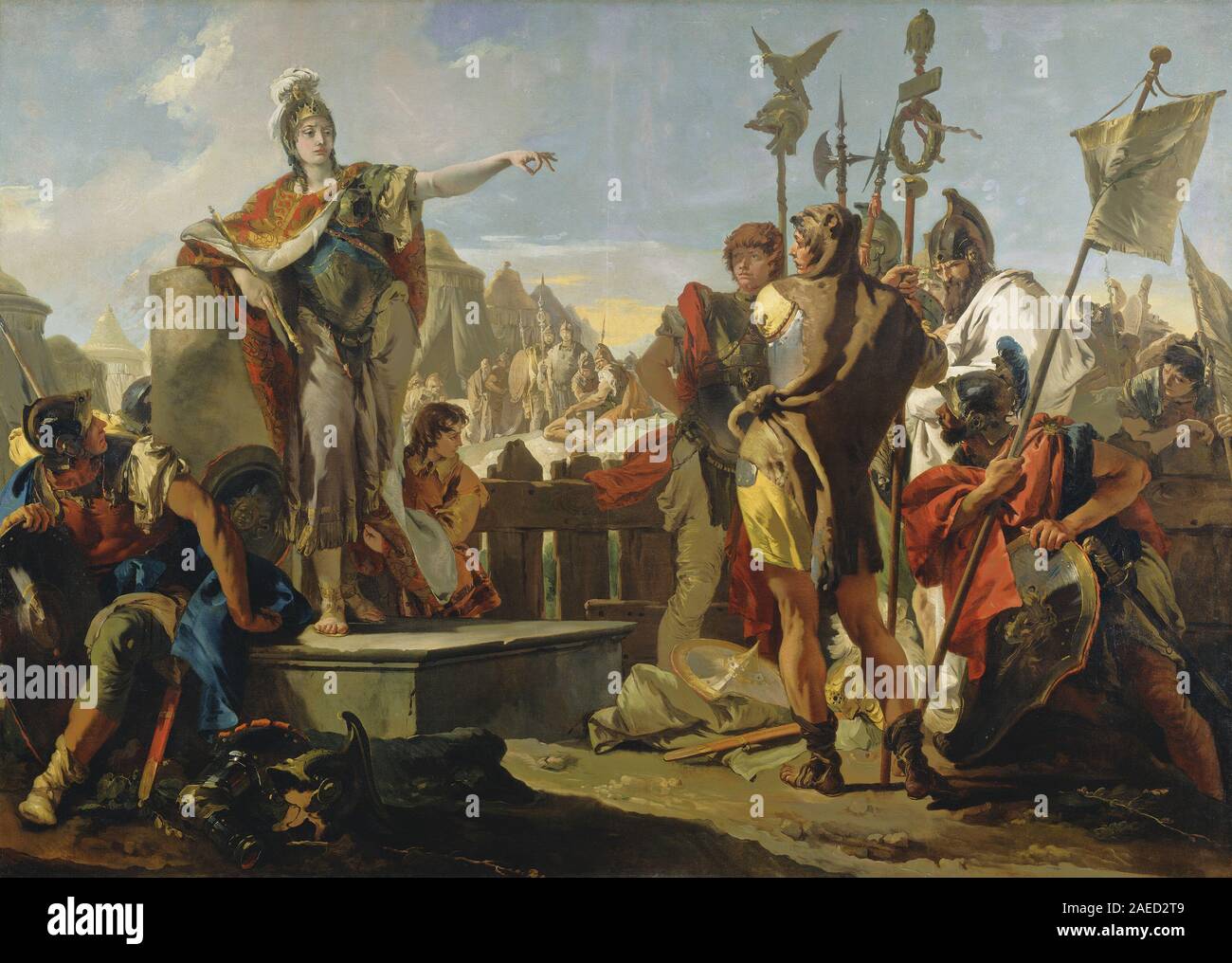 Giovanni Battista Tiepolo, Königin Zenobia Ihr Soldaten Adressierung, 1725-1730 Königin Zenobia Ihr Soldaten Adressierung; 1725/1730 Stockfoto