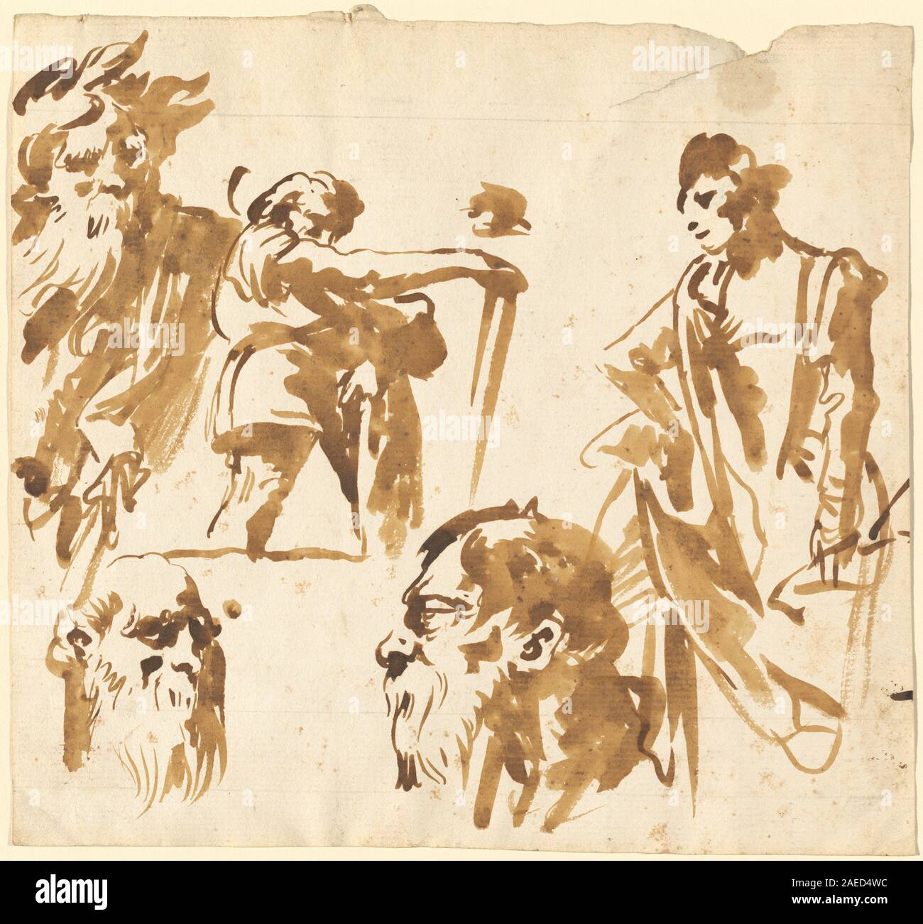 Giovanni Domenico Tiepolo, Figuren und Gesichter, c 1750 Figuren und Gesichter; c. 1750 Stockfoto