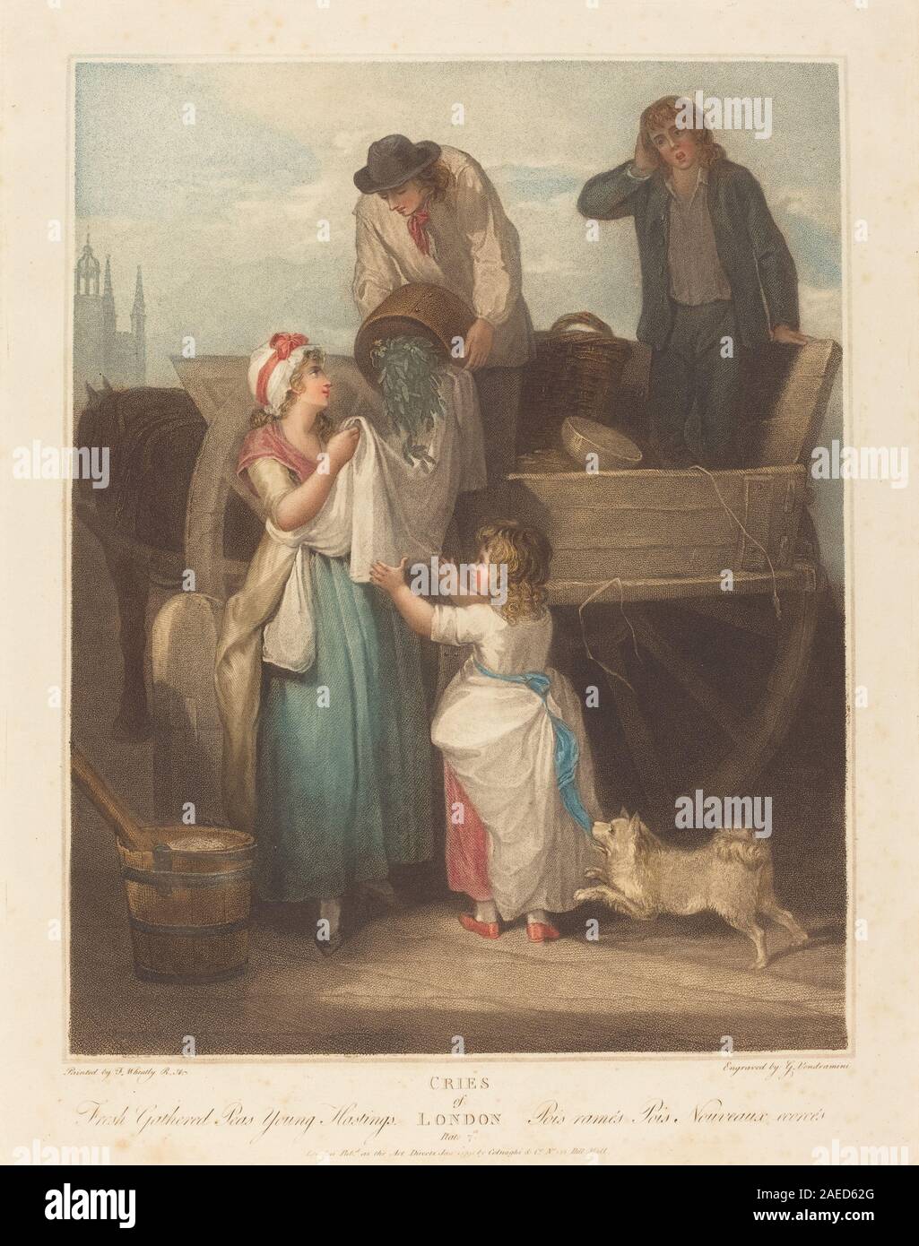 Giovanni Vendramini nach Francis Wheatley, frisch gesammelten Erbsen, Junge Hastings, veröffentlicht 1795 frisch gesammelten Erbsen, Junge Hastings; veröffentlichte 1795 Stockfoto