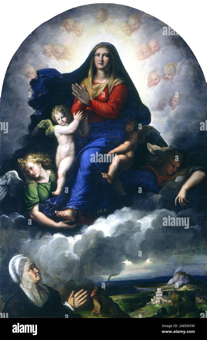 Girolamo da Carpi, die Erscheinung der Jungfrau, 1530-1540 die Erscheinung der Jungfrau; 1530/1540 Stockfoto