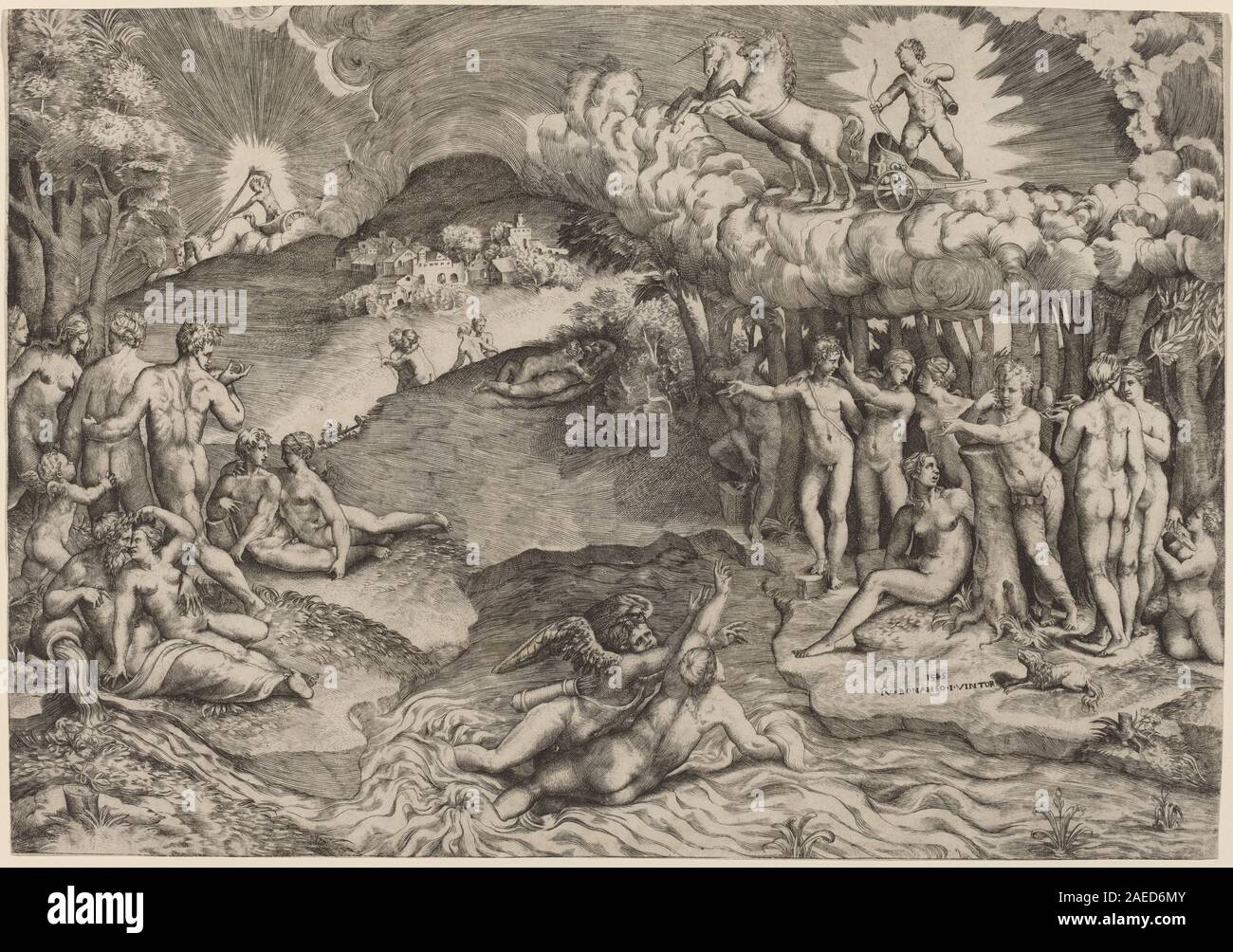 Giulio Bonasone, der Triumph der Liebe, 1545 Der Triumph der Liebe; 1545 Datum Stockfoto