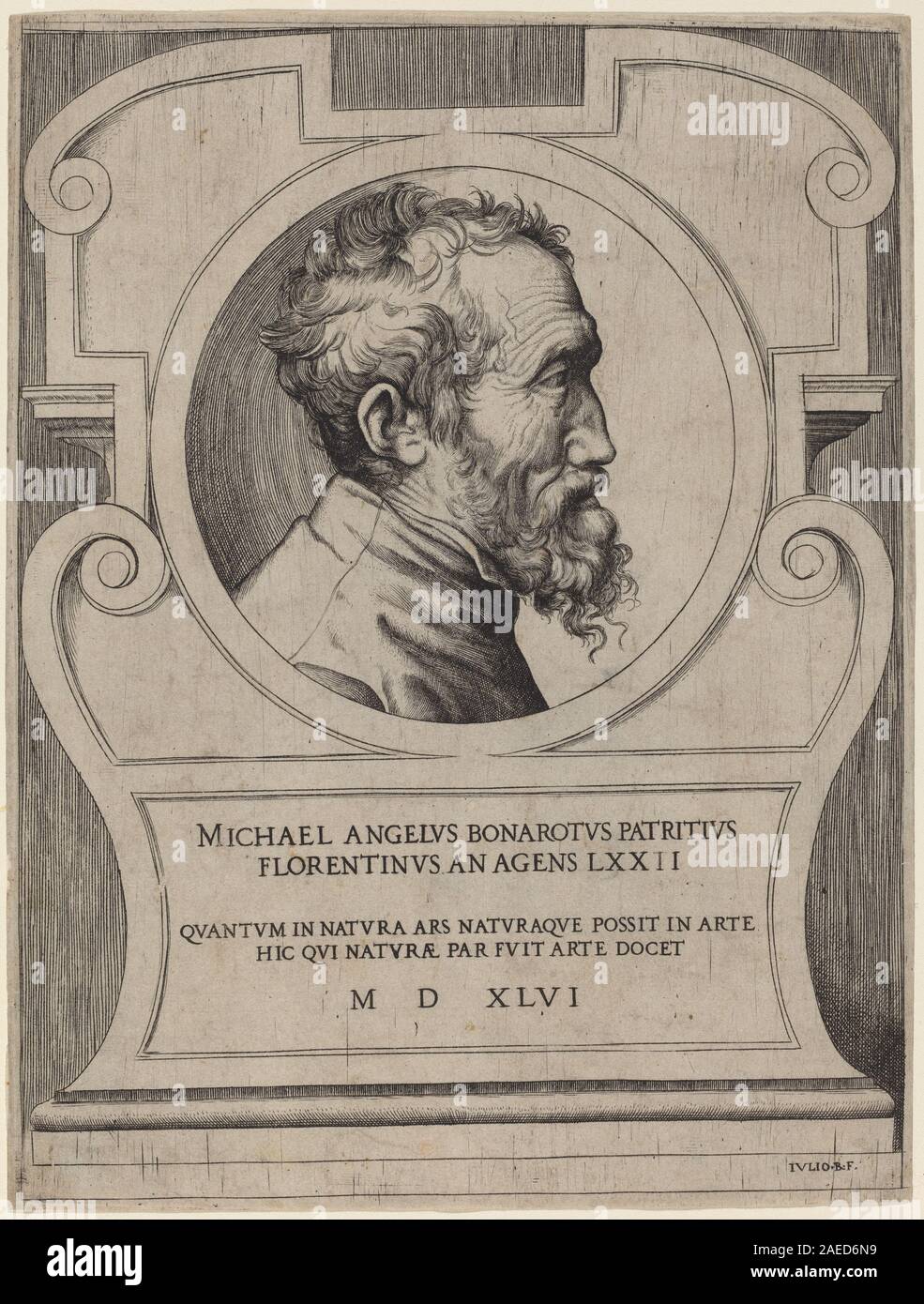 Giulio Bonasone, Michelangelo, 1546 Michelangelo; 1546 Datum Stockfoto