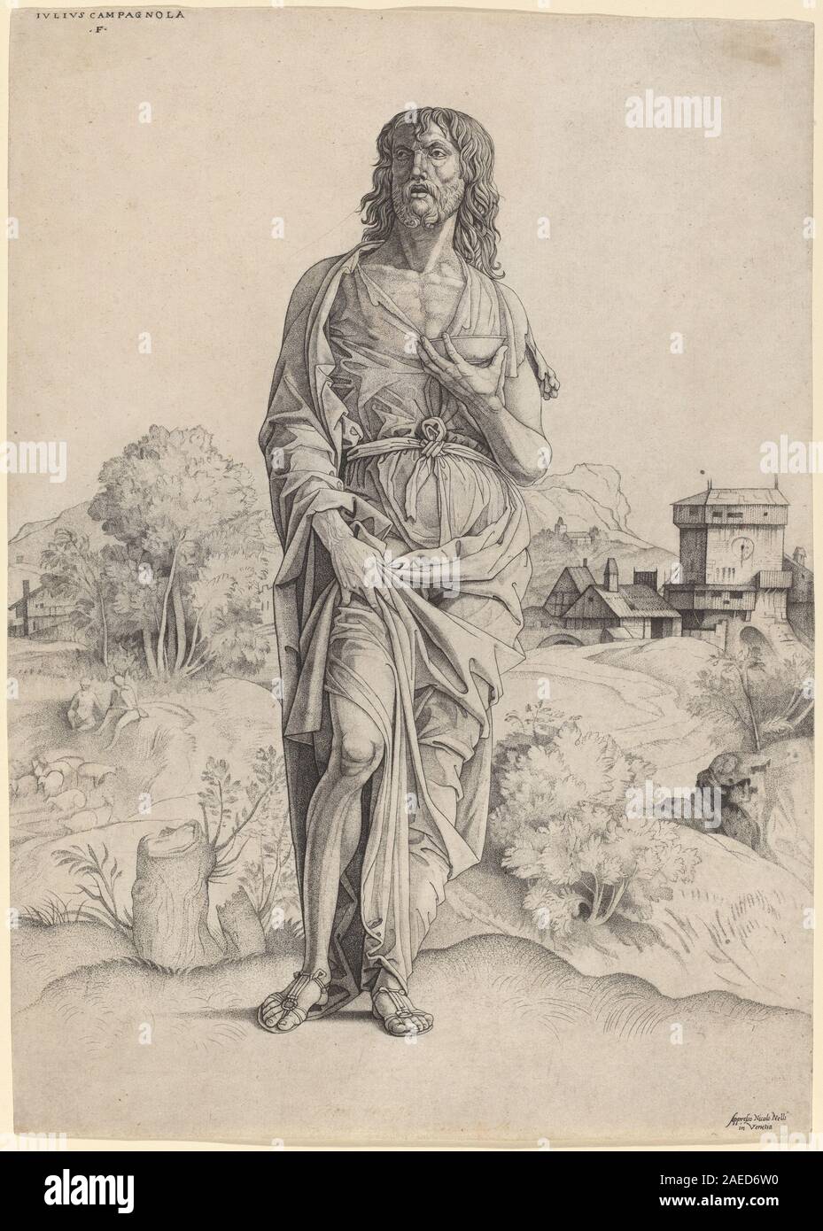 Giulio Campagnola, St. Johannes der Täufer, c 1505 Heiliger Johannes der Täufer; circa 1505 Datum Stockfoto