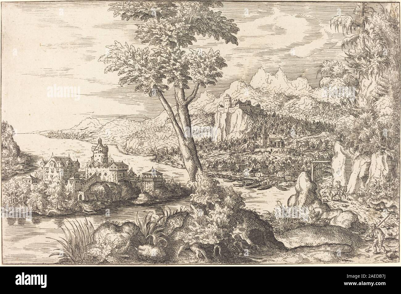 Hanns Lautensack, Landschaft mit drei Männer, c 1558-1559 Landschaft mit drei Männern; c. 1558/1559 Stockfoto