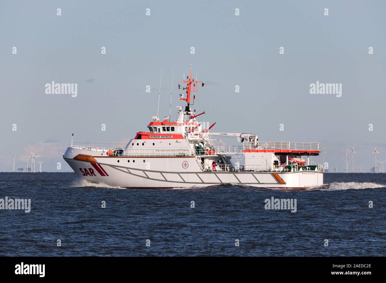 SAR-Kreuzer HERMANN MARWEDE. Es ist die grösste SAR-Kreuzer der Deutschen Gesellschaft zur Rettung Schiffbrüchiger (DGzRS). Stockfoto