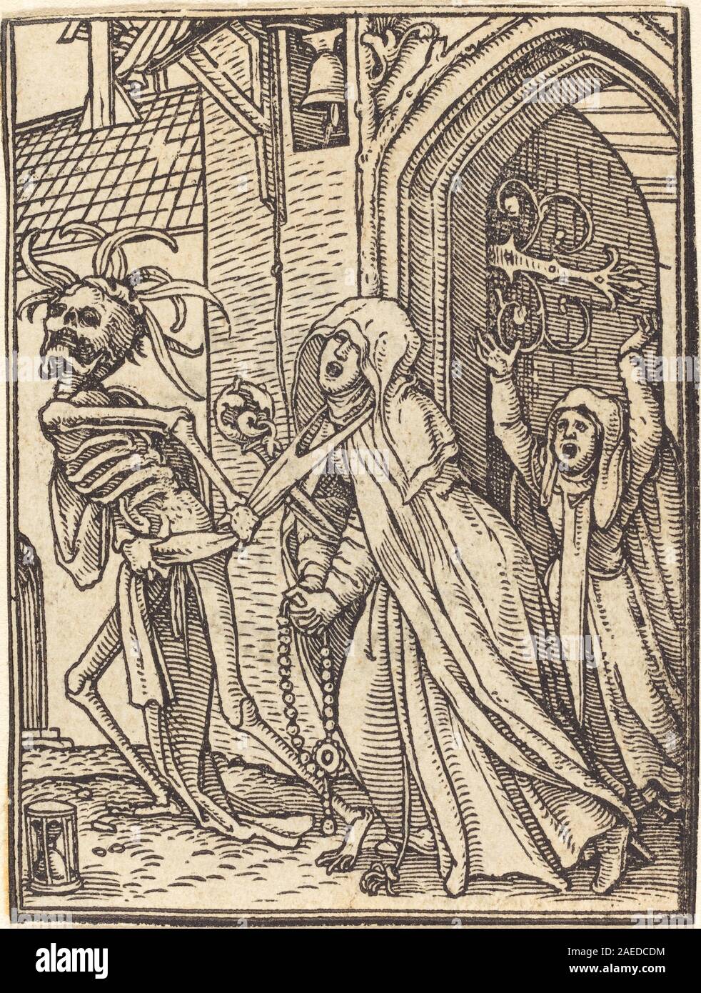 Hans Holbein das Gemälde „die Äbtissin“ zeigt eine weibliche religiöse Figur, die Gesichtsausdruck, Haltung, Kleidung und Porträtkonventionen der nördlichen Renaissance betont. Stockfoto