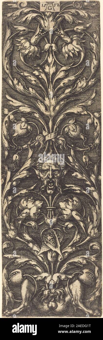 Ein Ornament von Heinrich Alentfver aus dem Jahr 1552. Das Werk zeigt gravierte Motive, symmetrische Muster, dekorative Elemente und Designmerkmale der deutschen Renaissance aus dem 16. Jahrhundert. Stockfoto