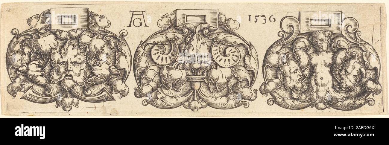 Heinrich Aldegrever, drei Schnallen Gürtel Seite an Seite, 1536 drei Schnallen Gürtel Nebeneinander; 1536 Datum Stockfoto
