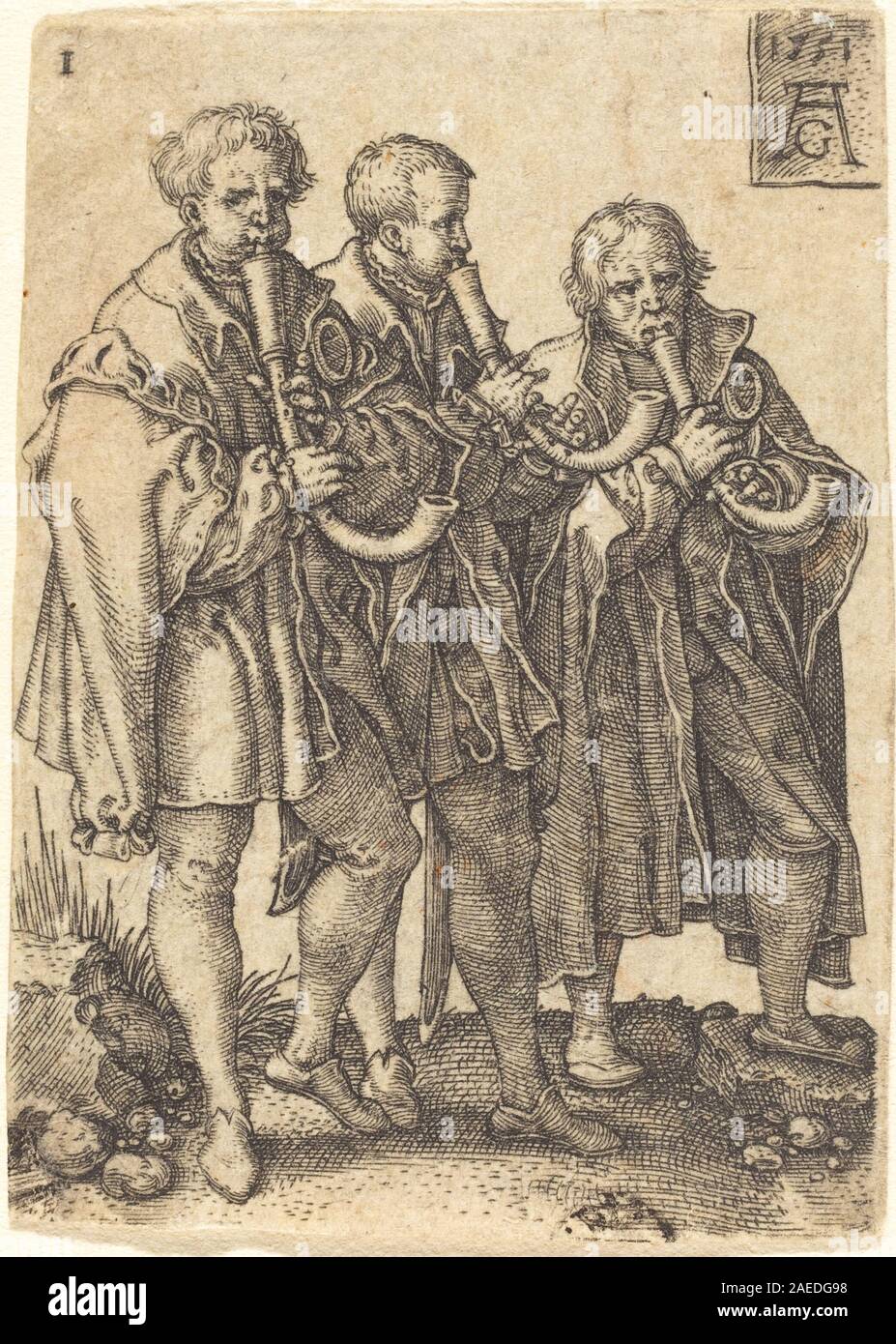 Heinrich Aldegrever, drei Musiker, 1551 Drei Musiker; 1551 Datum Stockfoto