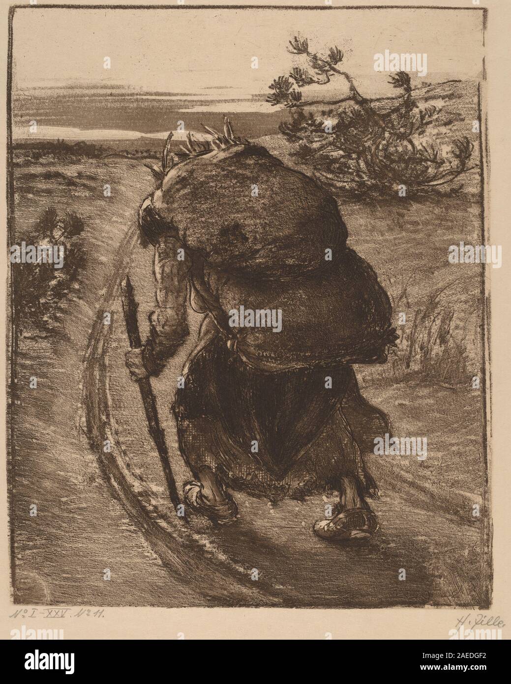 Heinrich Zille, eine Frau, die ein Bündel Reisig, c 1902 eine Frau, die ein Bündel von Sticks; c. 1902 Stockfoto