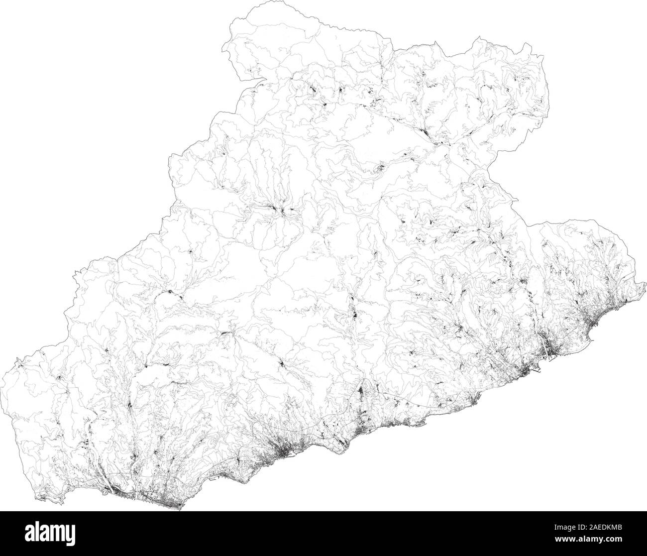 Sat-Karte der Provinz Imperia, Städte und Straßen, Gebäude und Straßen der Umgebung. Ligurien, Italien. Karte Straßen, Ringstraßen Stock Vektor