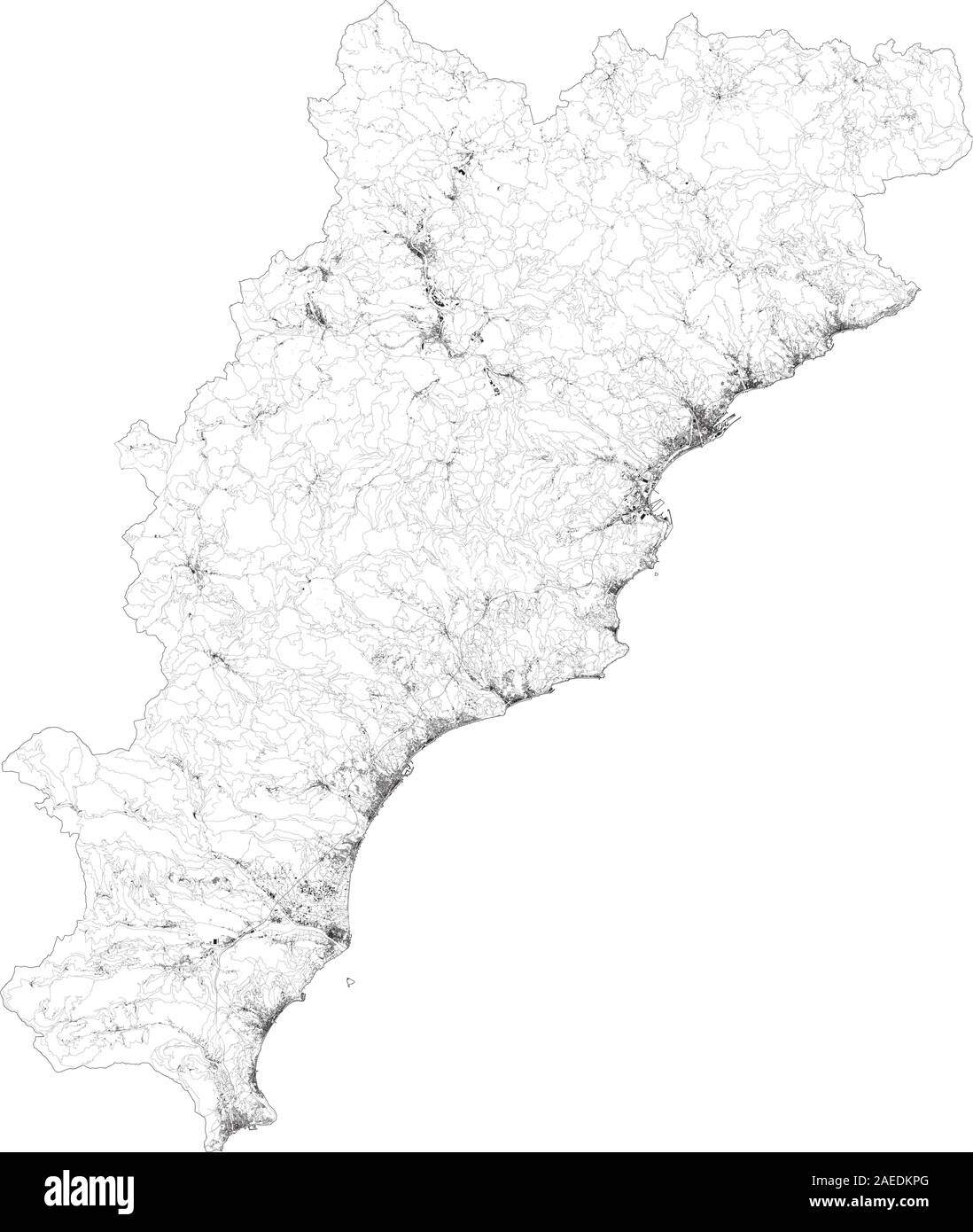 Sat-Karte der Provinz von Savona, Städte und Straßen, Gebäude und Straßen der Umgebung. Ligurien, Italien. Karte Straßen, Ringstraßen Stock Vektor