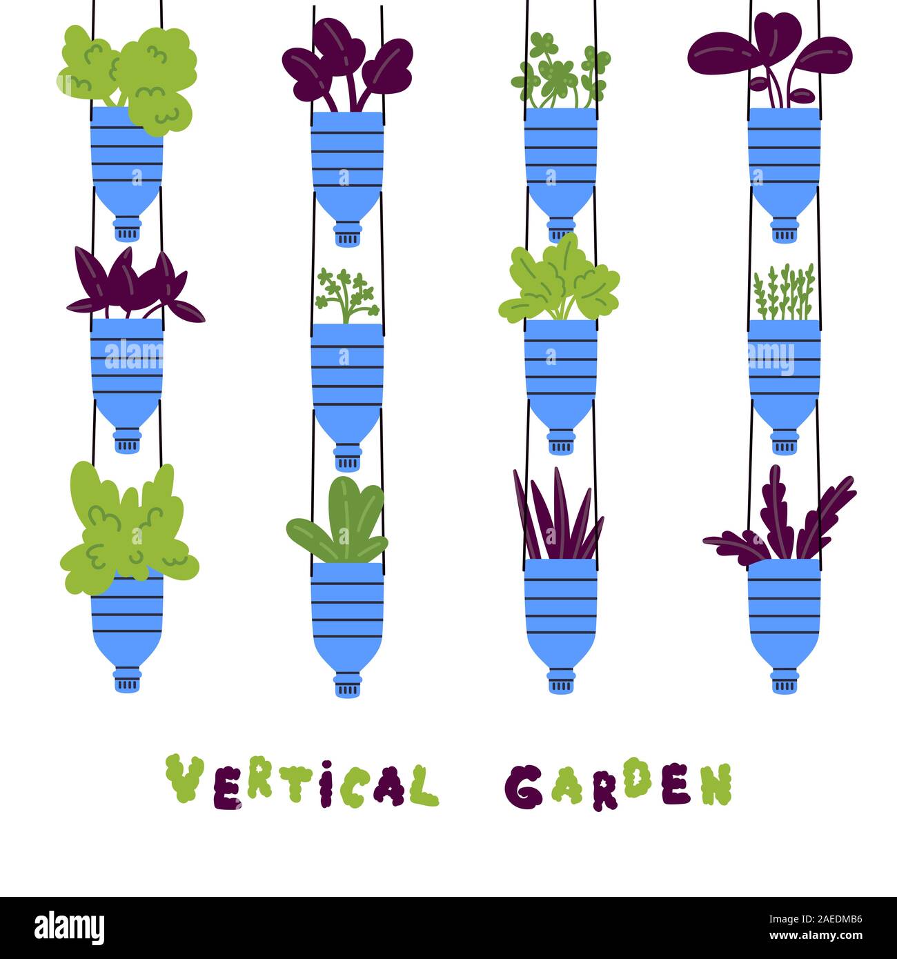 Vertikale garten Konzept. Pflanzen wachsen Stock Vektor
