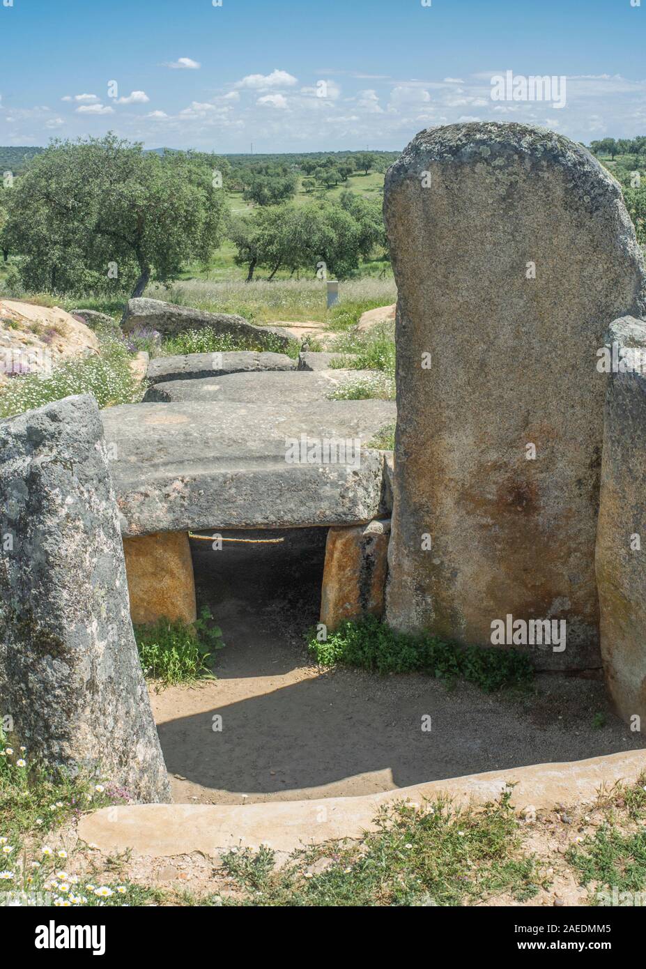 Dolmen von Lacara, der größten megalithischen Beerdigung in der Extremadura. Spanien Stockfoto