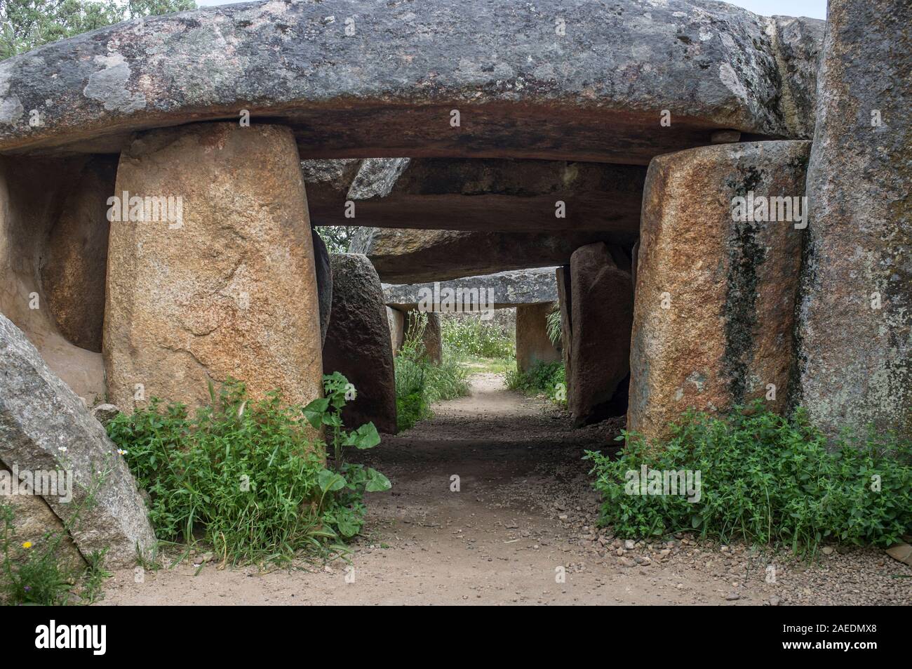Dolmen von Lacara, der größten megalithischen Beerdigung in der Extremadura. Spanien Stockfoto