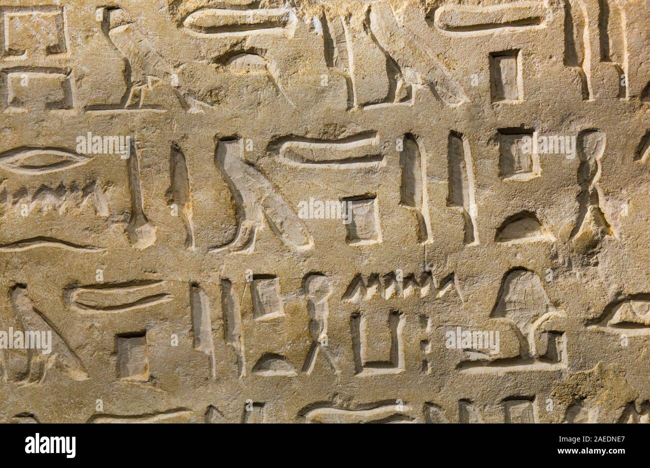 Das alte Ägypten Hieroglyphen über Sandstein gehauen, Nahaufnahme. Bauer Sammlung Stockfoto