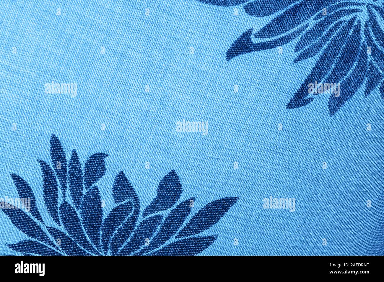 Blaue Farbe Inschrift 2020. Textile Oberfläche in Trendfarbe des Jahres. Stockfoto