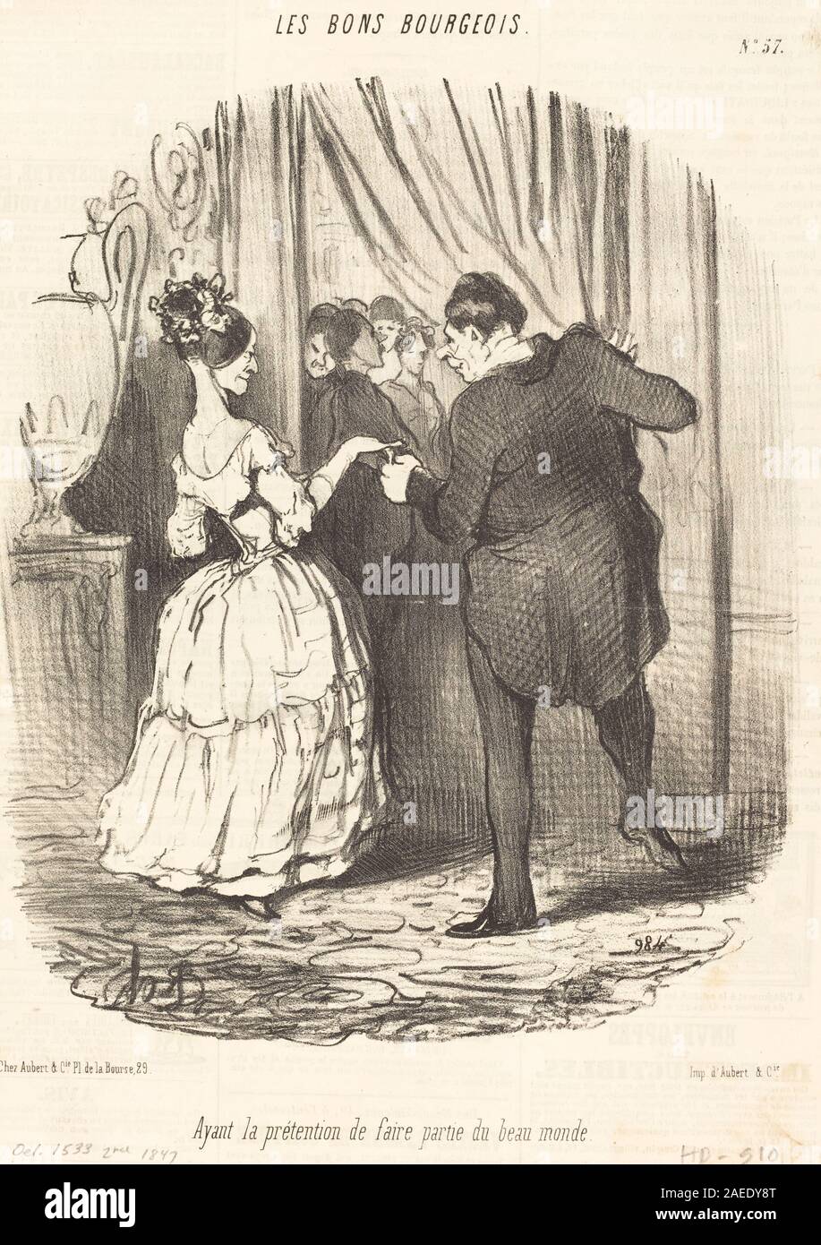 Honoré Daumier, Ayant la prétention de faire Partie du Beau Monde, 1847 Ayant la prétention de faire Partie du Beau Monde; 1847 Datum Stockfoto