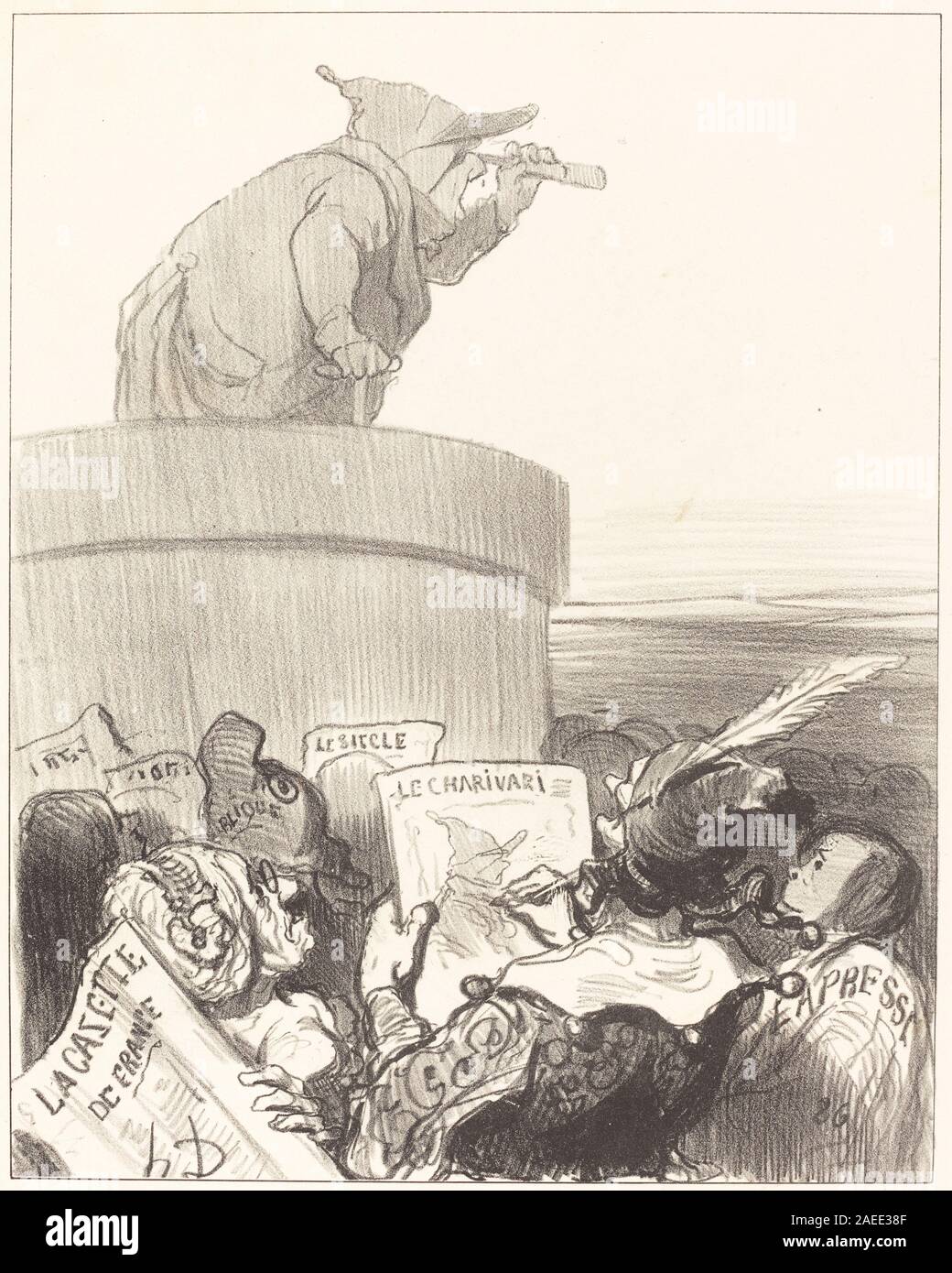 Honoré Daumier, Le Constitutionnel contemplant l'horizon politique, 1849 Le Constitutionnel contemplant l'horizon politique; 1849 Datum Stockfoto