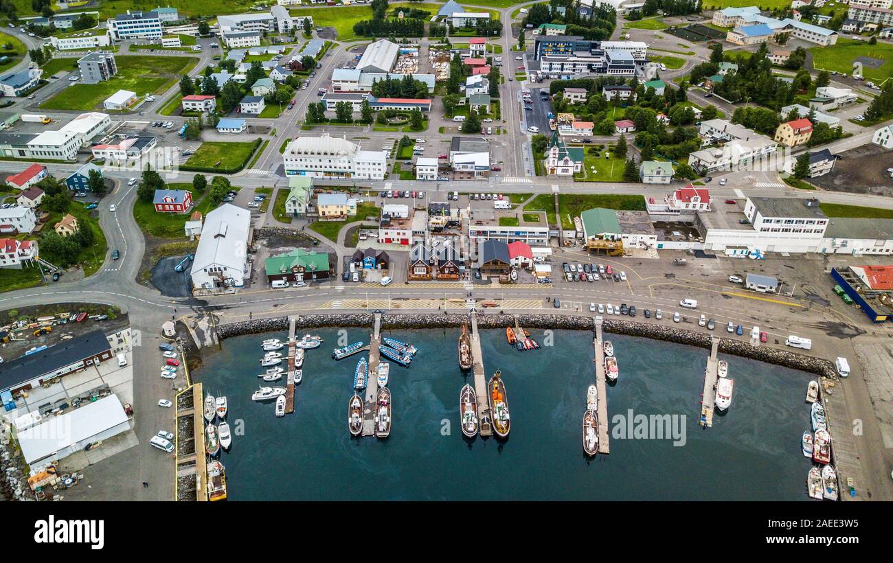 Húsavík Port Stockfoto