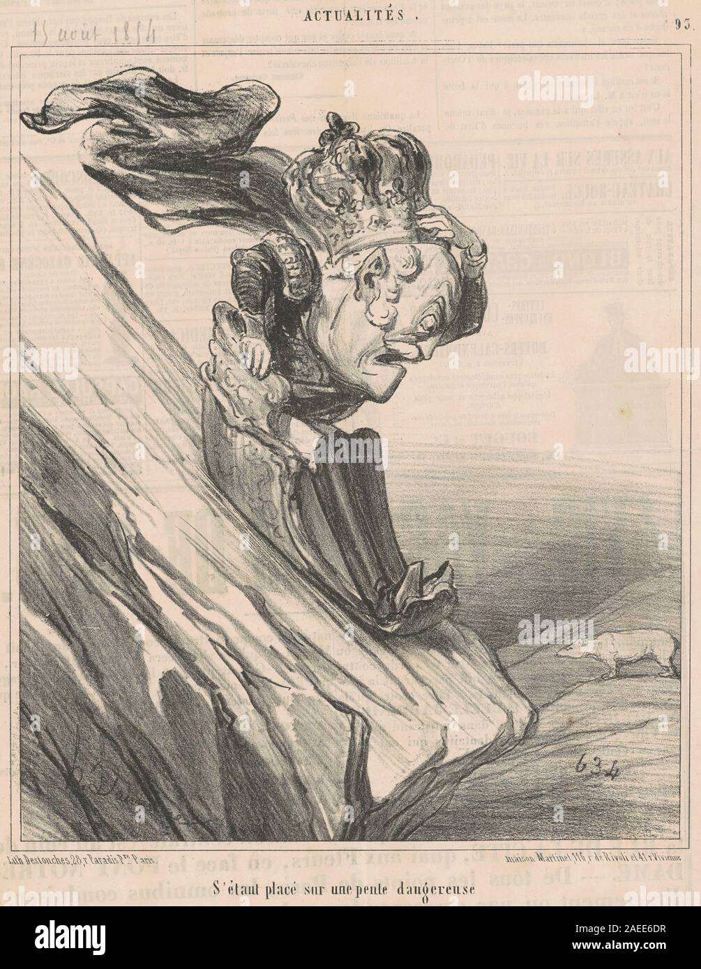 Honoré Daumier, S'étant Placé sur une Pente dangereuse, 19. Jahrhundert S'étant Placé sur une Pente dangereuse, 19. Jahrhundert Stockfoto