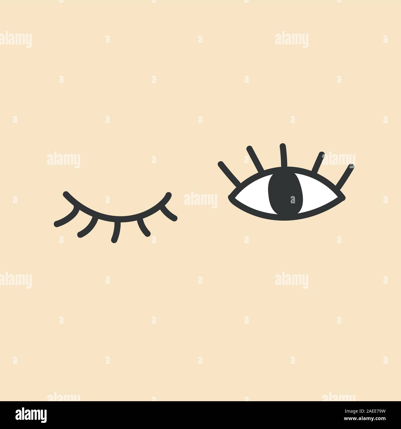 Hand gezeichnet Auge doodles. Öffnen und zwinkern die Augen  Stock-Vektorgrafik - Alamy