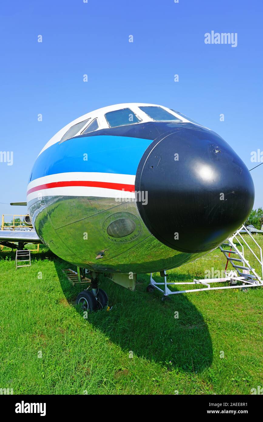 Belgrad, SERBIEN-19 Jun 2019 - Blick auf eine alte Caravelle Flugzeug von ehemaligen Jugoslawischen Airways JAT (JU) an der Luftfahrttechnischen Museum Belgrad (ehemals Yug Stockfoto